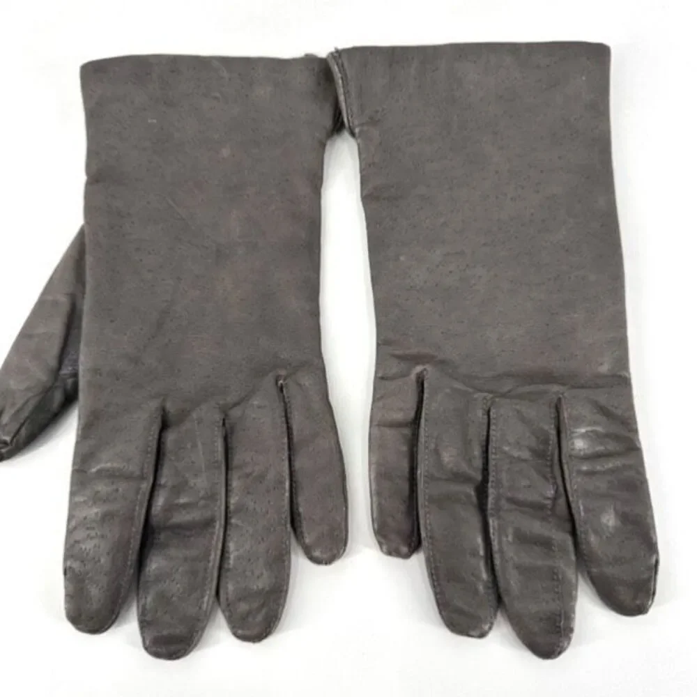Vintage Fownes Women's Genuine Leather Lined Driving‎ Gloves Gray Size Medium